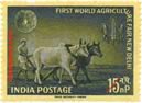 FARMER PLOUGHING WITH BULLOCKS 0425 Indian Post